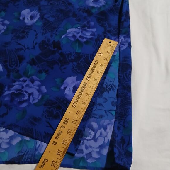 Chadwick's 4 MAXI Sleeveless FLORAL Side-Slit Blue Long Tie-Waist A-Line Dress - Picture 12 of 13